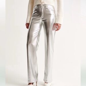 Abercrombie Fitch Women 28/6L Metallic Silver 90s‎ Relaxed High Rise new